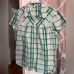 CROFT & BARROW PLAID BUTTON DOWN SHIRT WMNS SIZE L